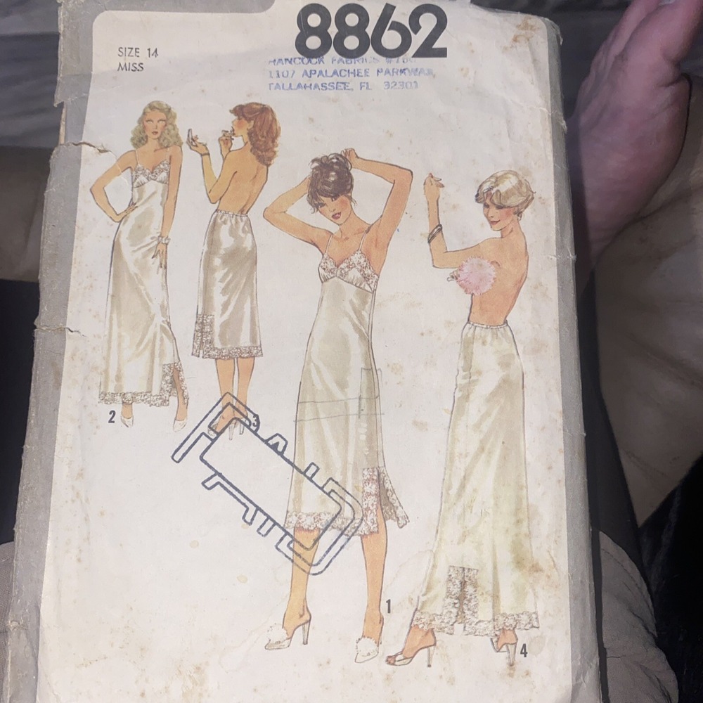 Vintage 1970s Simplicity 8862 Misses Slips Sewing Pattern Size 14 Cut Complete